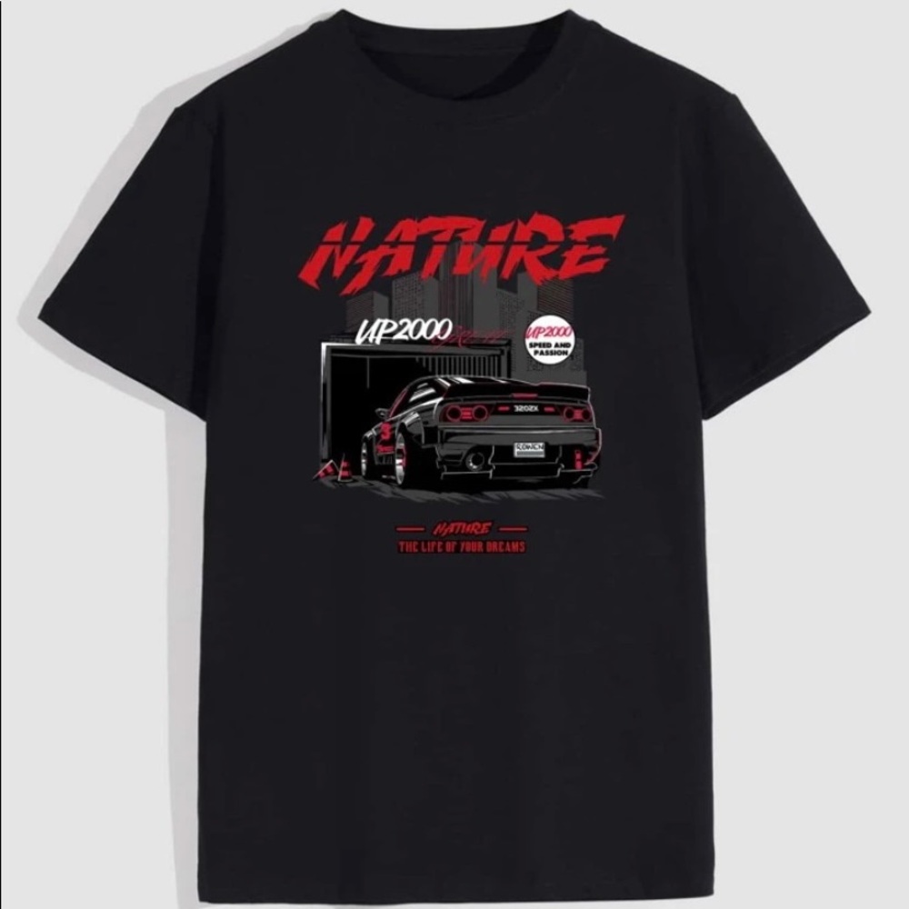 Black and red graphic tee